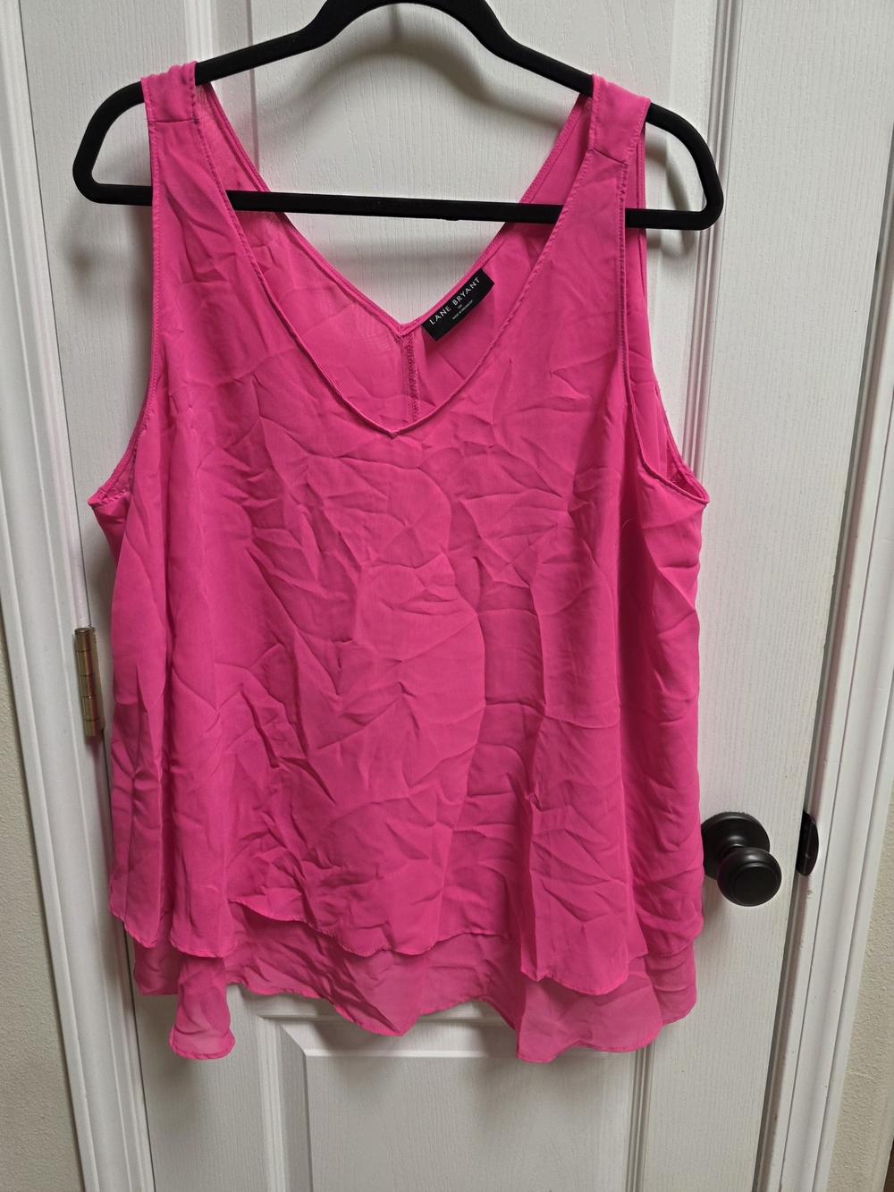 Lane Bryant Bright Hot Pink V-Neck Layered Tank
